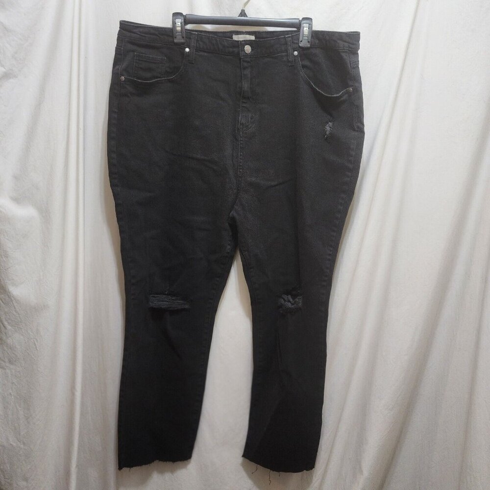 Wonderly Curvy Black Denim Jeans Distressed Plus Size 22W High Rise Stretch